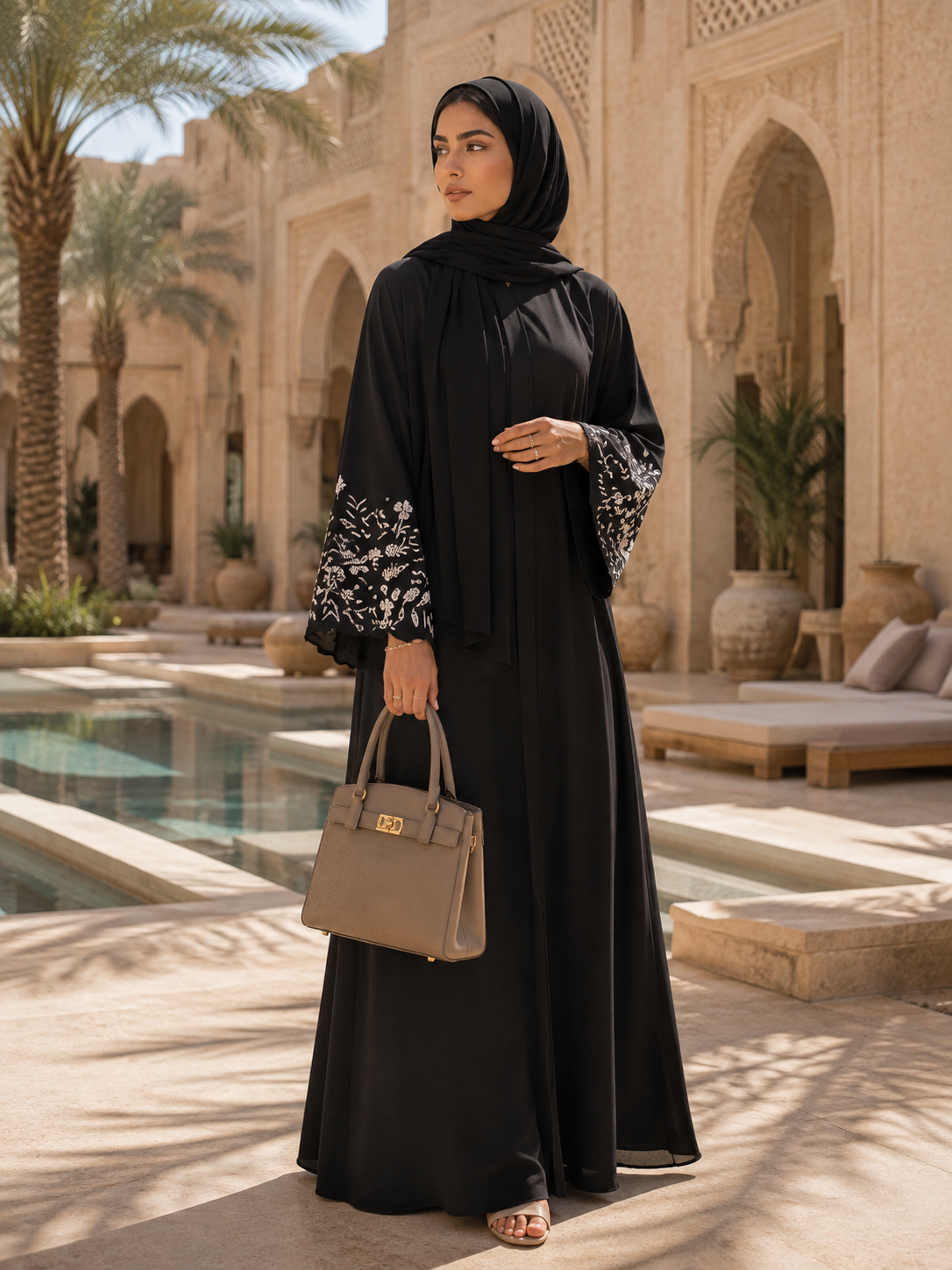 Zahra Leaf Embroidered Abaya