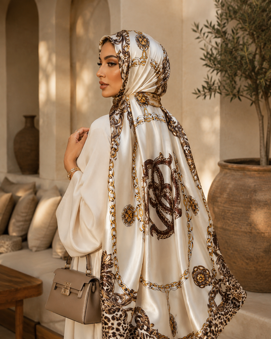 Zainab Leopard Satin Scarf
