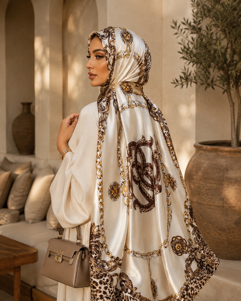 Zainab Leopard Satin Scarf