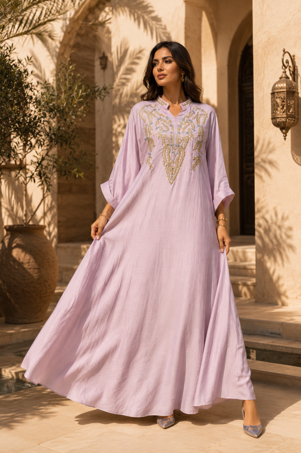 Shireen Embroidered Robe Dress