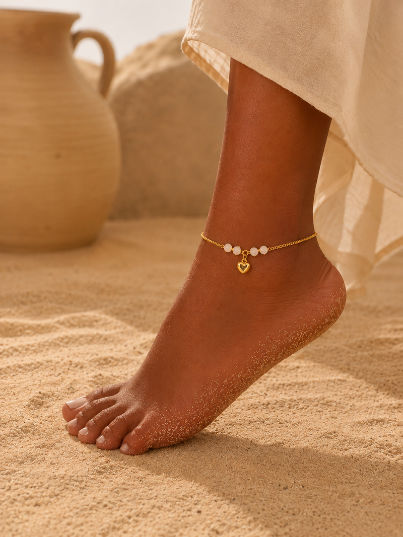 Nyla Heart Bead Anklet