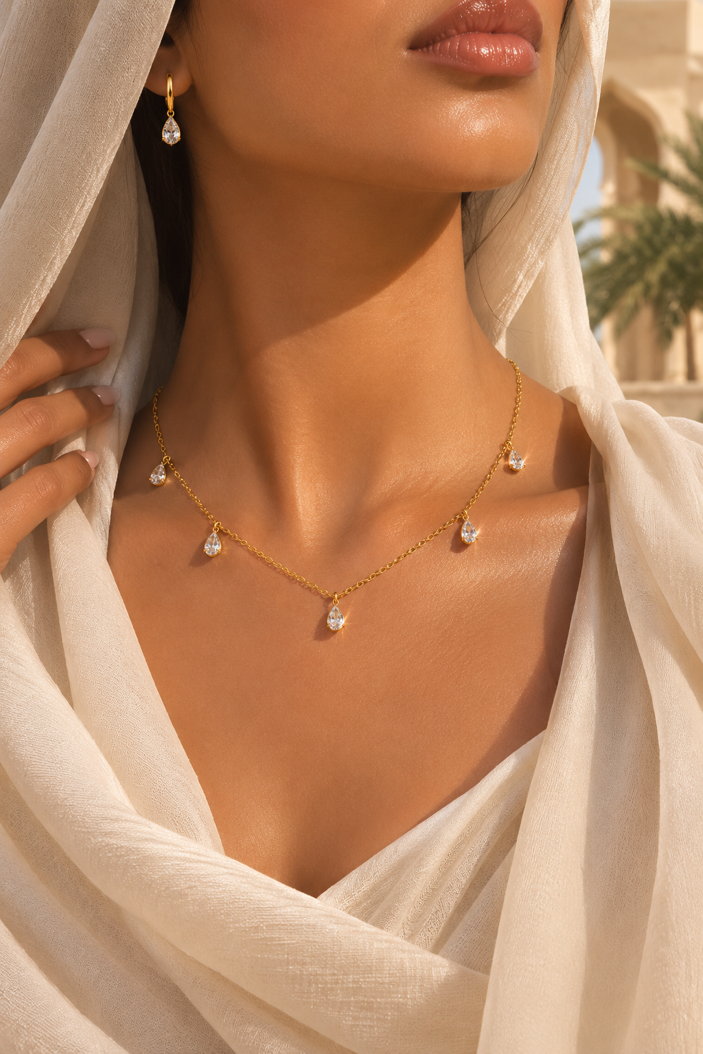 Nour Zircon Necklace & Earring Set