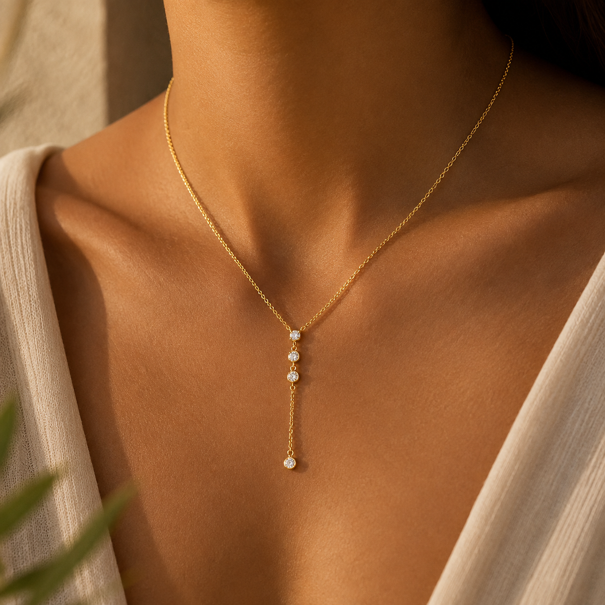 Maia Y-Shape Silver Necklace